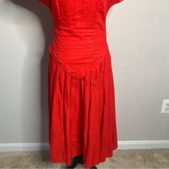 Allegra Red Vintage Midi/Maxi Cap Sleeve Dress - Picture 13 of 15